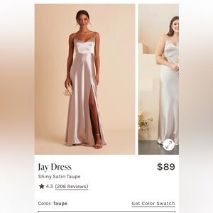 Birdy Grey Jay Shiny Satin Gown in Taupe